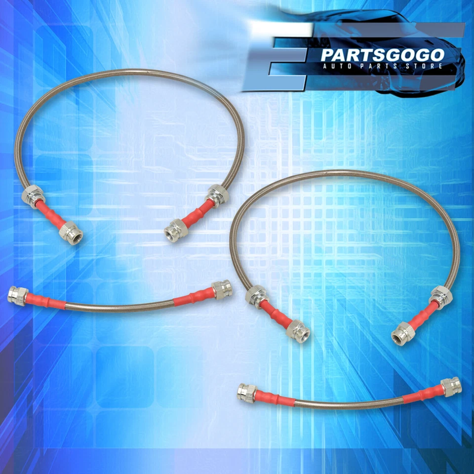 For 90-96 300ZX Z32 JDM Front Rear S/S Braided Hose Oil Brake Lines Cable Silver Foto 4 de 4