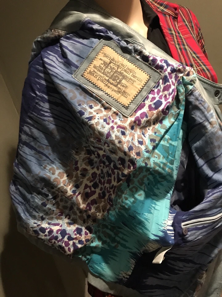 Chaqueta moto jean paul berlin azul claro 100% piel de cordero L  Foto 4 de 4