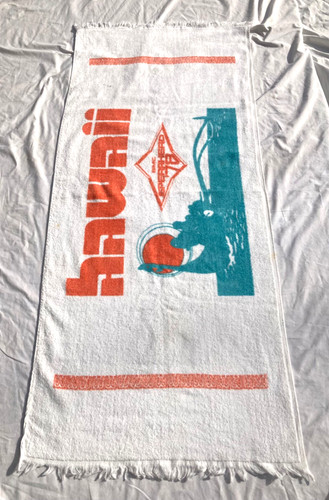 Vintage 1978 70s Hawaii Spearhead Beach Bath Towel tourist souvenir promotional