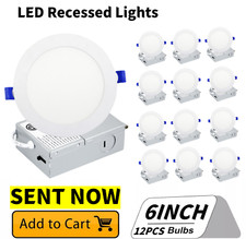 12 Pack 6 Inch 3CCT Ultra-Thin LED Recessed Ceiling Lights with Junction Box 12W