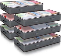 Unterbettkommode 6Er Set 90L Aufbewahrungsbox Mit Deckel, Faltbar, Grau
