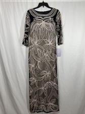 NWT 388 JS Collections Pearl Beaded Soutache Column Gown Black SZ 6 Q87