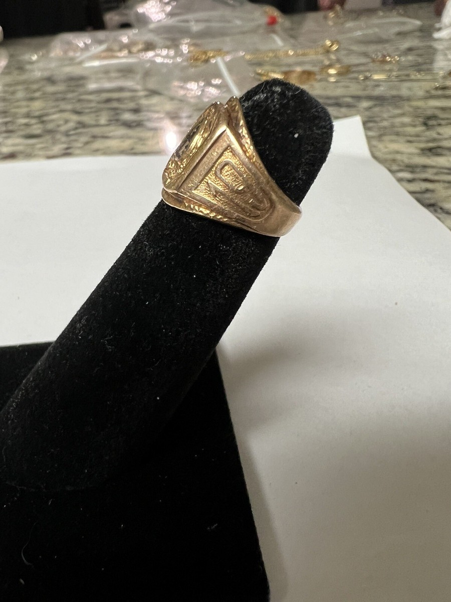 アクセサリー 30s vintage college ring 10k gold 14 Vintage Solid 10k White & Yellow Gold 1930 Class Ring - Size