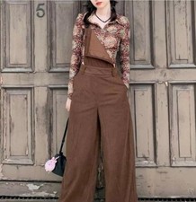 Cider Brown Corduroy Overalls Wide Leg Trendy Boho Size M
