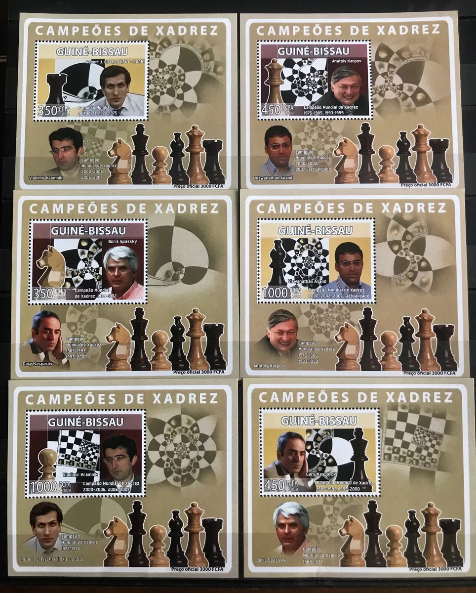 Guinea Bissau - Chess / Karpov / Fischer / Kasparov on stamps - MNH** AM2