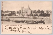 Tower of London from River Thames Barges Raphael Tuck 1904 Postcard
