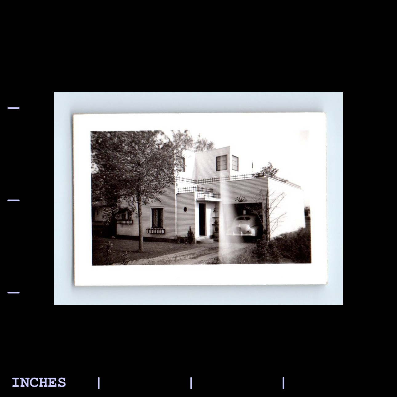 Vintage Photo ABSTRACT GHOST LIGHT HOUSE CLASSIC CAR