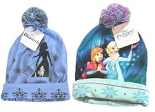 Disney Frozen 1 2 Girls Beanie Hat Pom Poms 2 Styles Elsa/Anna or Hidden Truth