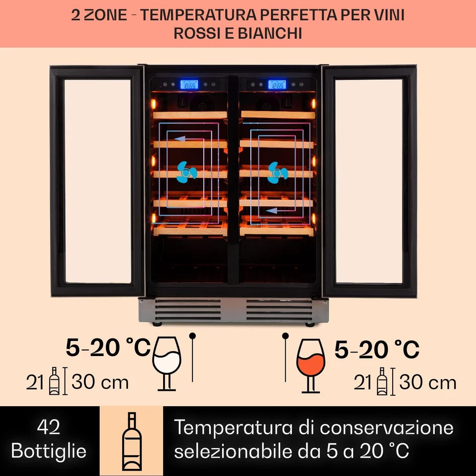 Cantinetta Vino Design Da Incasso, Cantinetta Vino Refrigerata a Zona Doppia per - Immagine 3 di 4