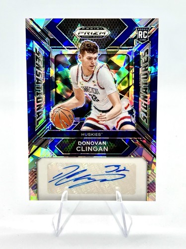 Donovan Clingan 2024 Prizm Draft Picks Sensational Signatures Blue Ice Auto /75