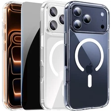 Shockproof Case for iPhone 17 Pro Max Clear with Privacy Screen Protector Sho...