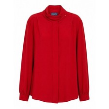Pendleton Red Blouse Made In USA Size 16 Tall Vintage Draped Neck Top