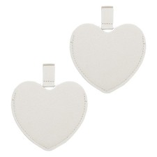 2Pcs Stainless Steel Small Heart Pocket Travel Mirror White 3.82 x 3.35 Inch
