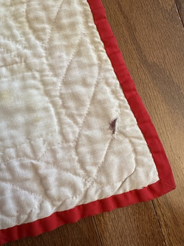 Vintage Red & White Hand Stitched Quilt 56”x56” Irish Chain Style Lap Throw - Picture 15 of 16