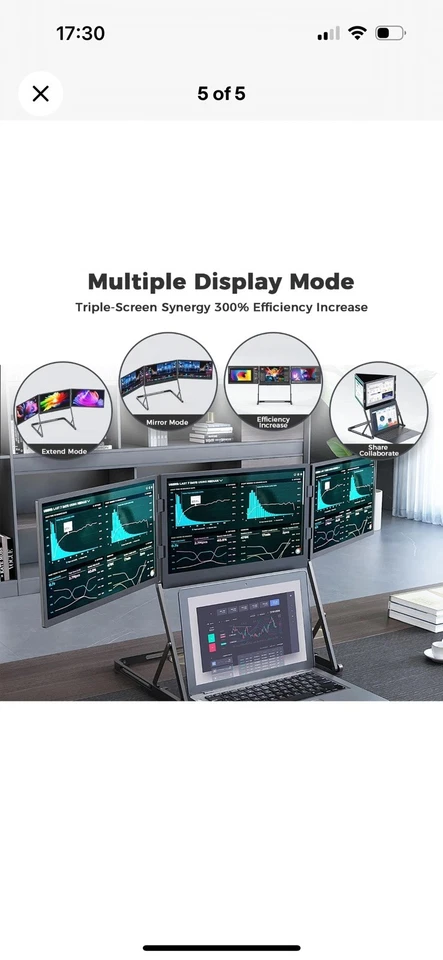 Triple Laptop Screen Extender Monitor 15.6" Quad Portable Screen FHD RRP £550 - Image 2 of 4
