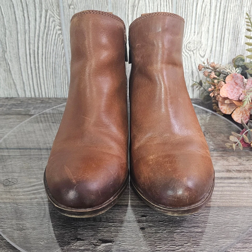 Botines Lucky Brand Basel de cuero marrón para mujer 11 M cremallera lateral boho occidental Foto 3 de 4