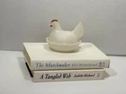 Vintage Milk Glass Hen on Nest Covered Dish – Red Comb, Small Size, Chip on Comb