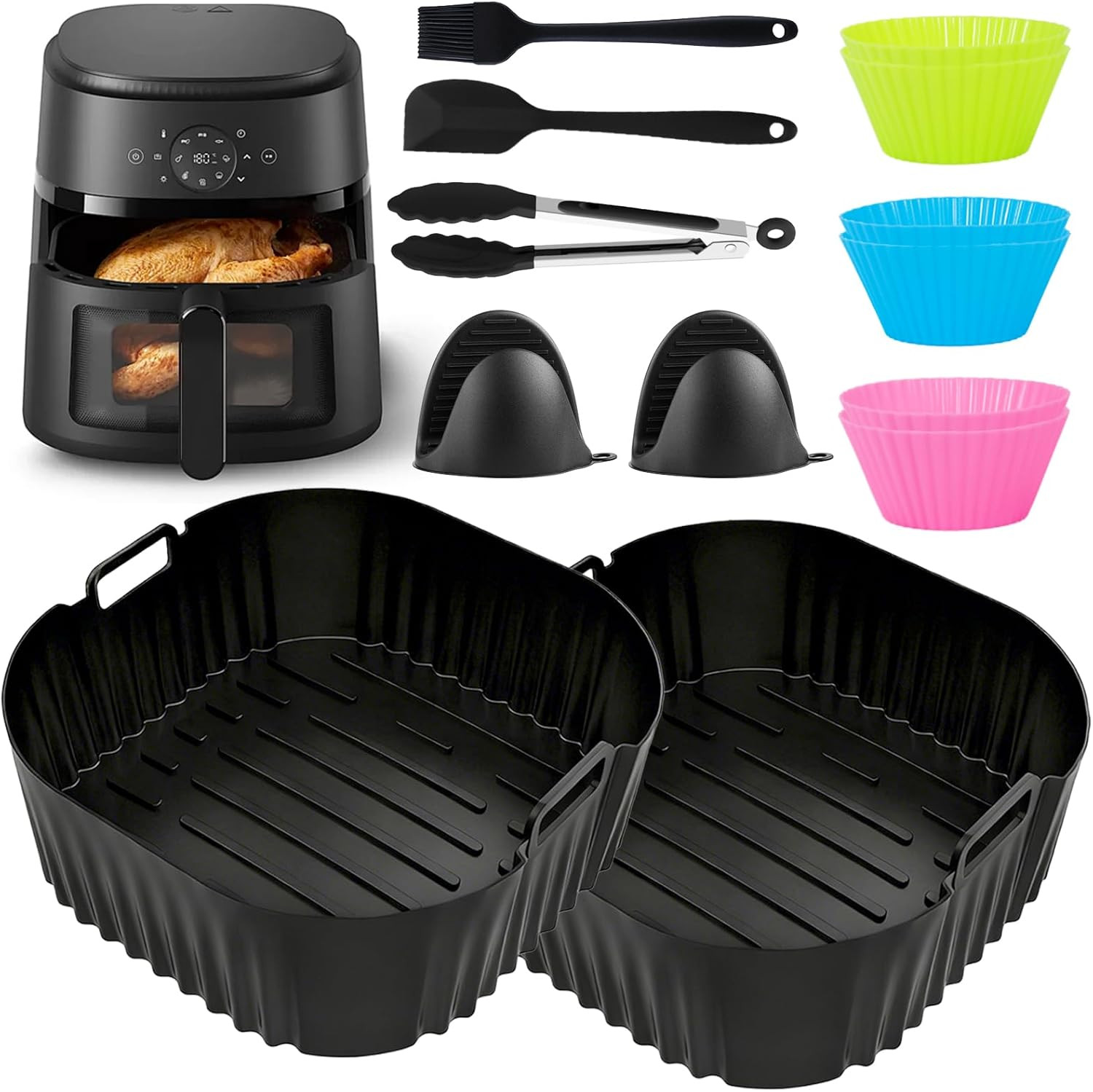 Set 13 Pezzi Accessori Friggitrice ad Aria Universale - Teglie e Griglie