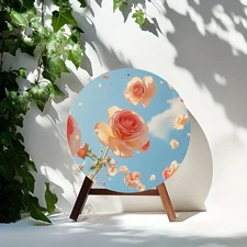2D Flat, 1pc 7, 87x7, 87 Inch Round Aluminum Wall Art Sign - Floral Design with
