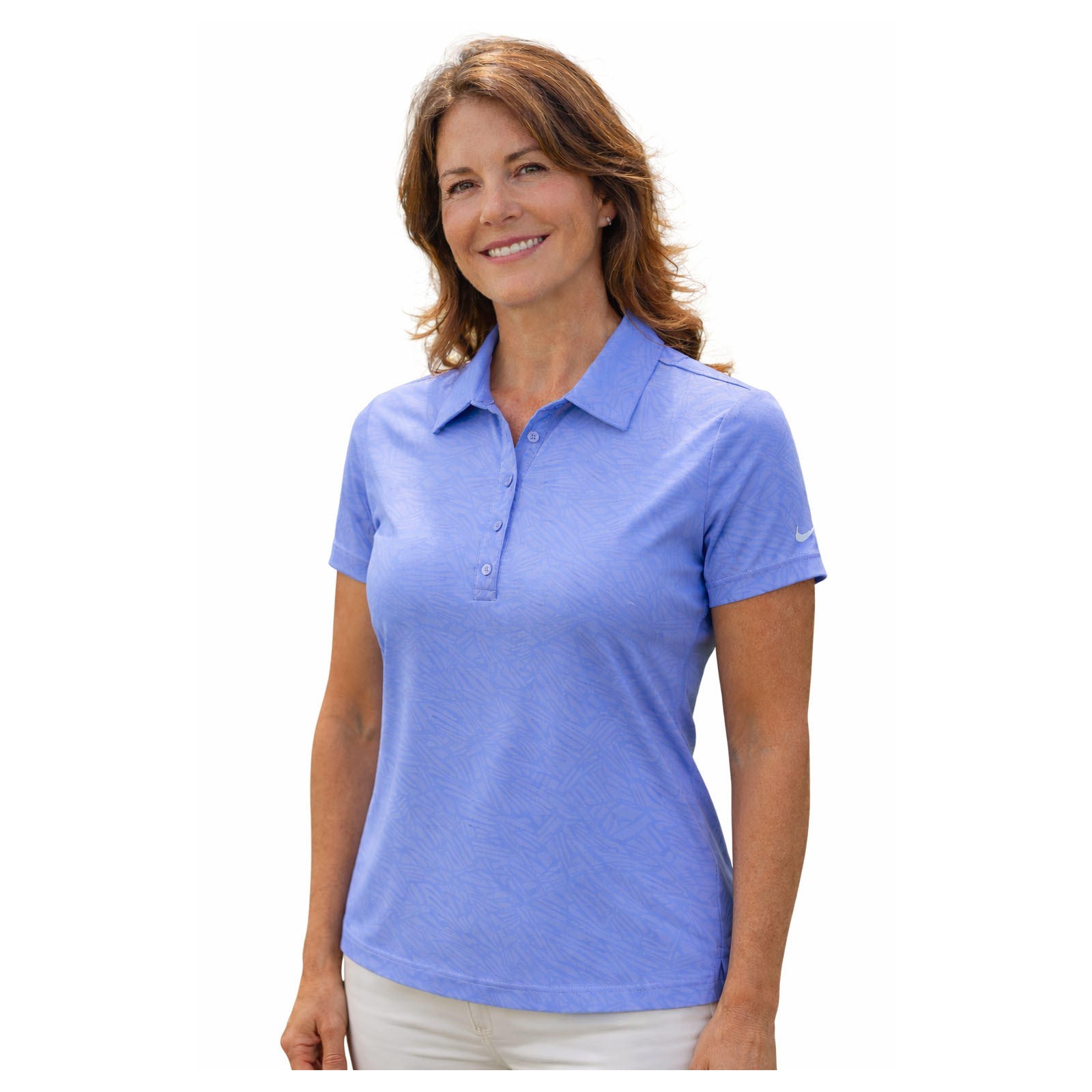 Nike Women's Dri-Fit Precision Embossed Golf Polo Small Chalk Blue