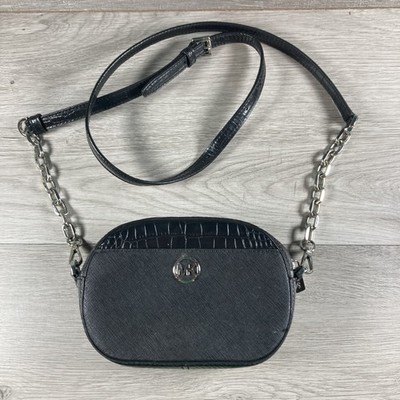 MICHAEL KORS JET SET GLAM SMALL FRONT POCKET OVAL CROSSBODY BAG Black