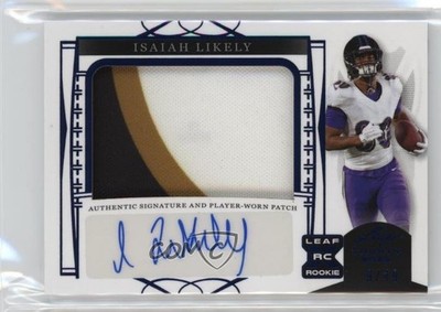 2022 Leaf Trinity Navy 9/49 Isaiah Likely #PA-IL1 RPA Rookie Patch Auto RC 0dj8