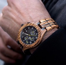 Jord Wooden Automatic Watch Meridian Zebrawood Graphite