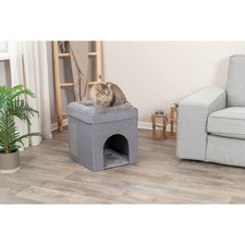 Crazy Cube Stackable 1-Story Indoor Cat Condo, Cat House with Scratching Pad