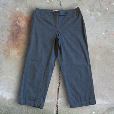 LOFT Navy Cuffed Capri Cotton Trousers Size 10 Classic Minimalist