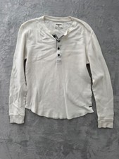 Express Mens Long Sleeve Henley - Med - White