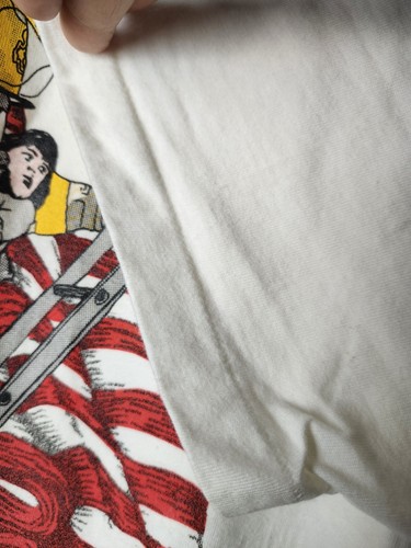 90s America’s Heroes Fireman Men's Size L Single Stitch White Hanes Beefy T 1990 - Picture 7 of 8