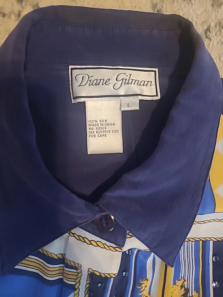 Блузка морская украшенная шелковыми морскими драгоценностями Diane Gilman 80-е 90-е с шейдерами подушечками - Изображение 4 из 4