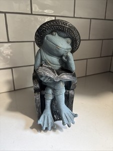 Rare Frog Indoor Outdoor Decor Reading In A Chair-whimsical Garden Decor