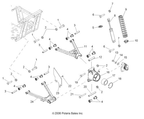 Polaris Shock, Rear, Genuine OEM Part 7042333, Qty 1