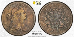 1798 Large Cent S-181 PCGS Genuine VF Details (92-Cleaned)