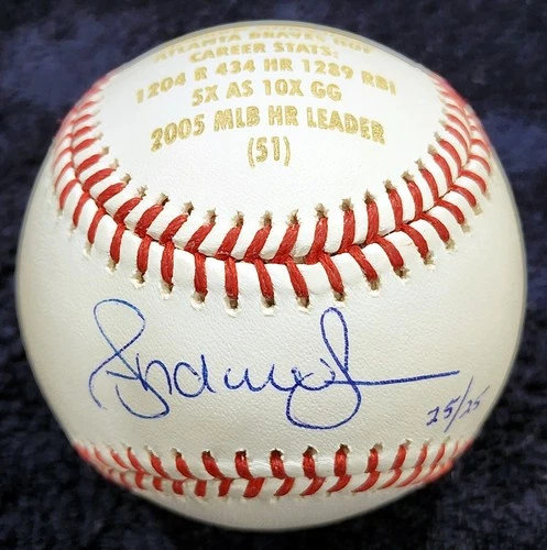 ANDRUW JONES CAREER STATS SIGNED AUTOGRAPHED BASEBALL STAT BALL HOF TRISTAR COA