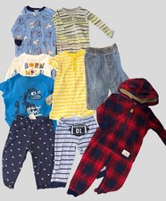 12M Baby Boy Clothes Bundle 9pc Mixed Brands Pants Sleepers Outfit Lot