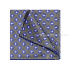 Men's Pure Silk Twill Handkerchief Army Green Floral Pocket Square 30cm 11.8in