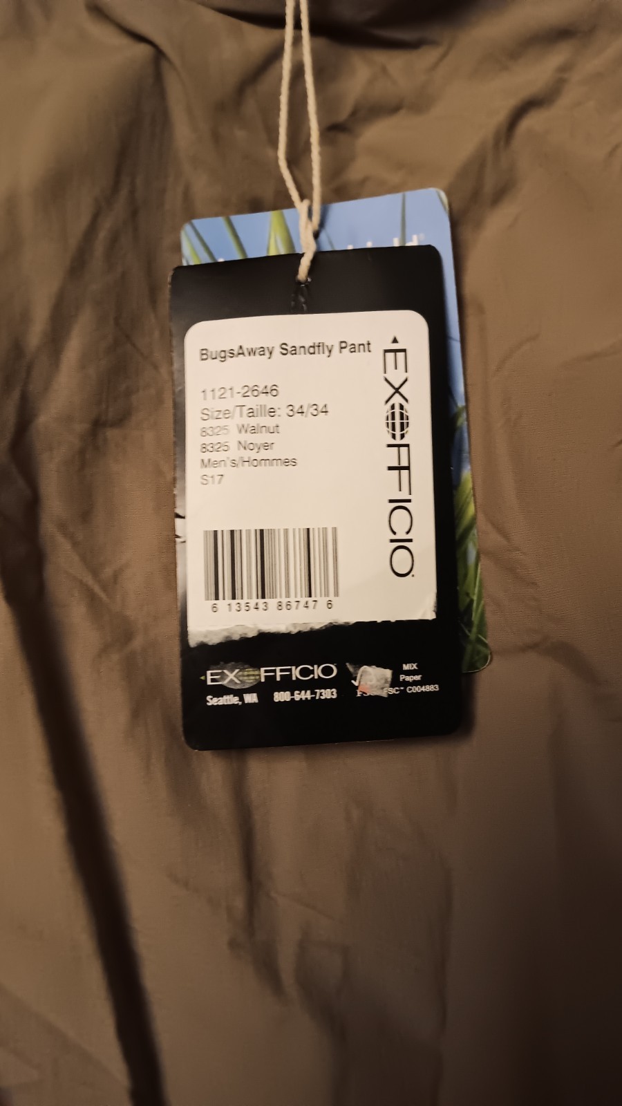 Exofficio Insect SHield Bugsaway Sandfly Outdoor Pants Mens 34x32 BRAND NEW