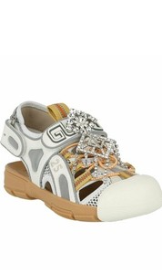 GUCCI クリスタル装飾 サンダル ホワイト 34 1/2 Gucci Crystal
