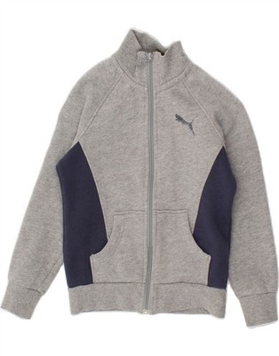 Puma Jungen Trainingsanzug Oberteil Jacke 7-8 Jahre Small Grau Colourblock Baumwolle AP11