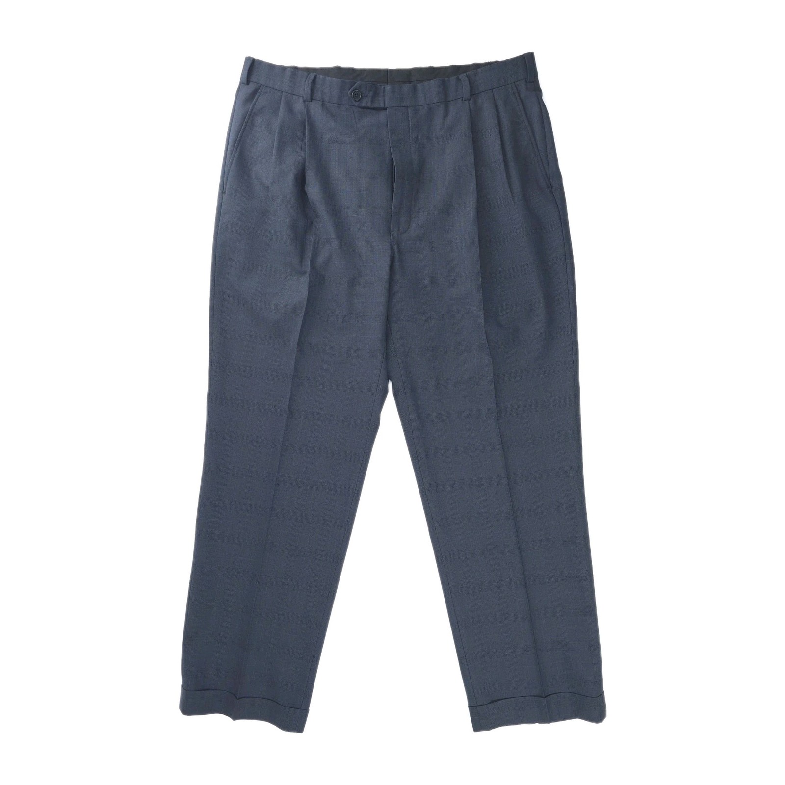 Brooks Brothers Wool Dress Pants Mens 38x31 Navy Blue Glen Plaid Stretch Classic thumbnail 2