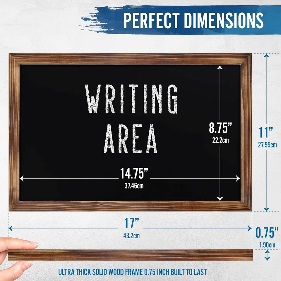 Rustic Torched Wood Magnetic Wall Chalkboard Small Size 11 X17 Framed - Image 2 of 4