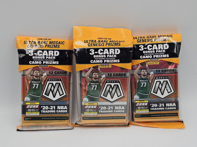 (3) 20-21 Panini Mosaic NBA Basketball Cello Value Packs Factory Sealed-Lot of 3