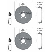 2X Textar Bremstrommeln 200,2Mm Hinten Passend FÜR Toyota Allion Celica Prius