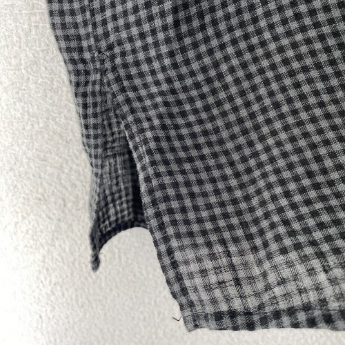 EILEEN FISHER Top M Organic Linen Check Gingham Square Keyhole Back Gray - Picture 8 of 12