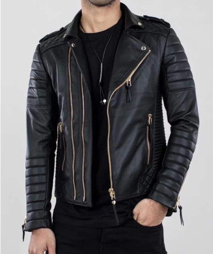 Men’s Genuine Leather Biker Jacket  Handmade Vintage Motorcycle Jacket