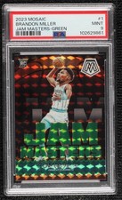 2023-24 Panini Mosaic Jam Masters Green Prizm Brandon Miller #1 PSA 9 MINT 0x3f