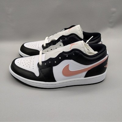 Air Jordan 1 Low Black White Rust Pink Sneakers 553558-034 Mens Size 7.5 New