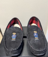 Polo Ralph Lauren Mens Black Holiday Brenan Bear Moccasin Slippers Size 12 Shoes